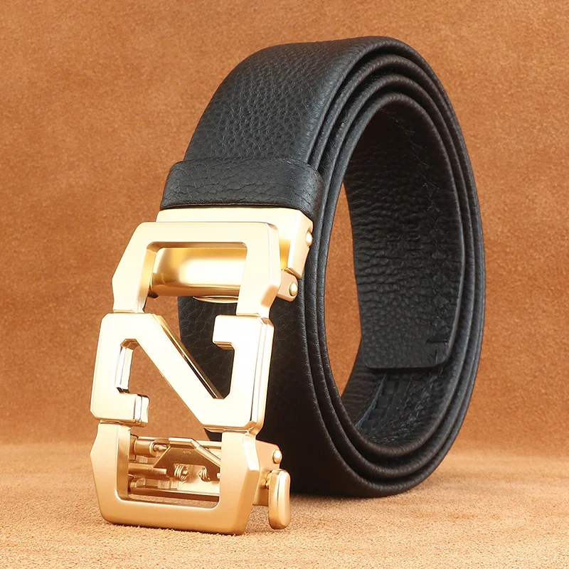 Fashion designer men letter Z Automatic Buckle high quality cow genuine leather young suit casual ceinture homme
