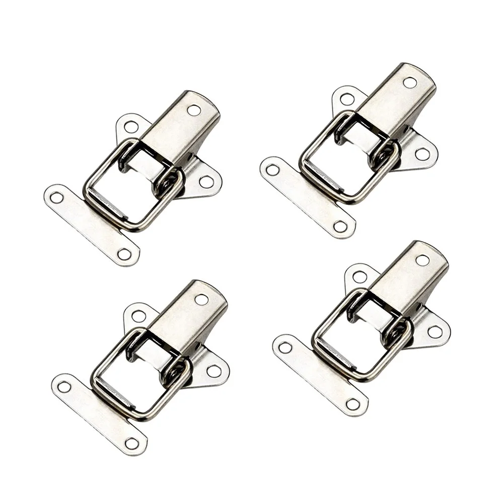 4pcs/Set Stainless Steel Clasp Buckles Butterfly Case Clip Loop Suitcase Box Trunk Latch Lock 5.5x3.8cm Convenient Use And Quick