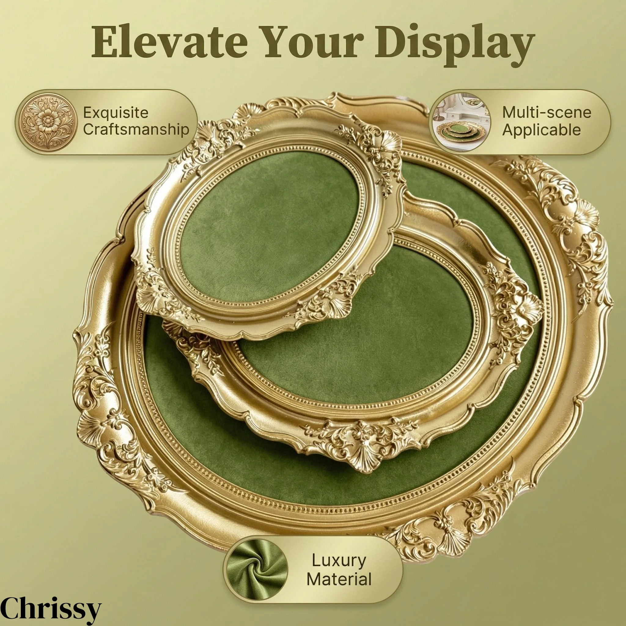 

Набор золотых овальных подставок для украшений, 3 размера, из смолы, для колец, ожерелий и серег, для витрин и демонстрационных прилавков