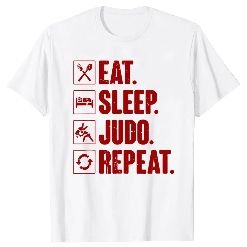 Eat Sleep Judo Repeat Funny Judo Martial Arts Fighter T Shirts Summer Graphic Cotton Streetwear Gifts T-shirt Mens Clothing