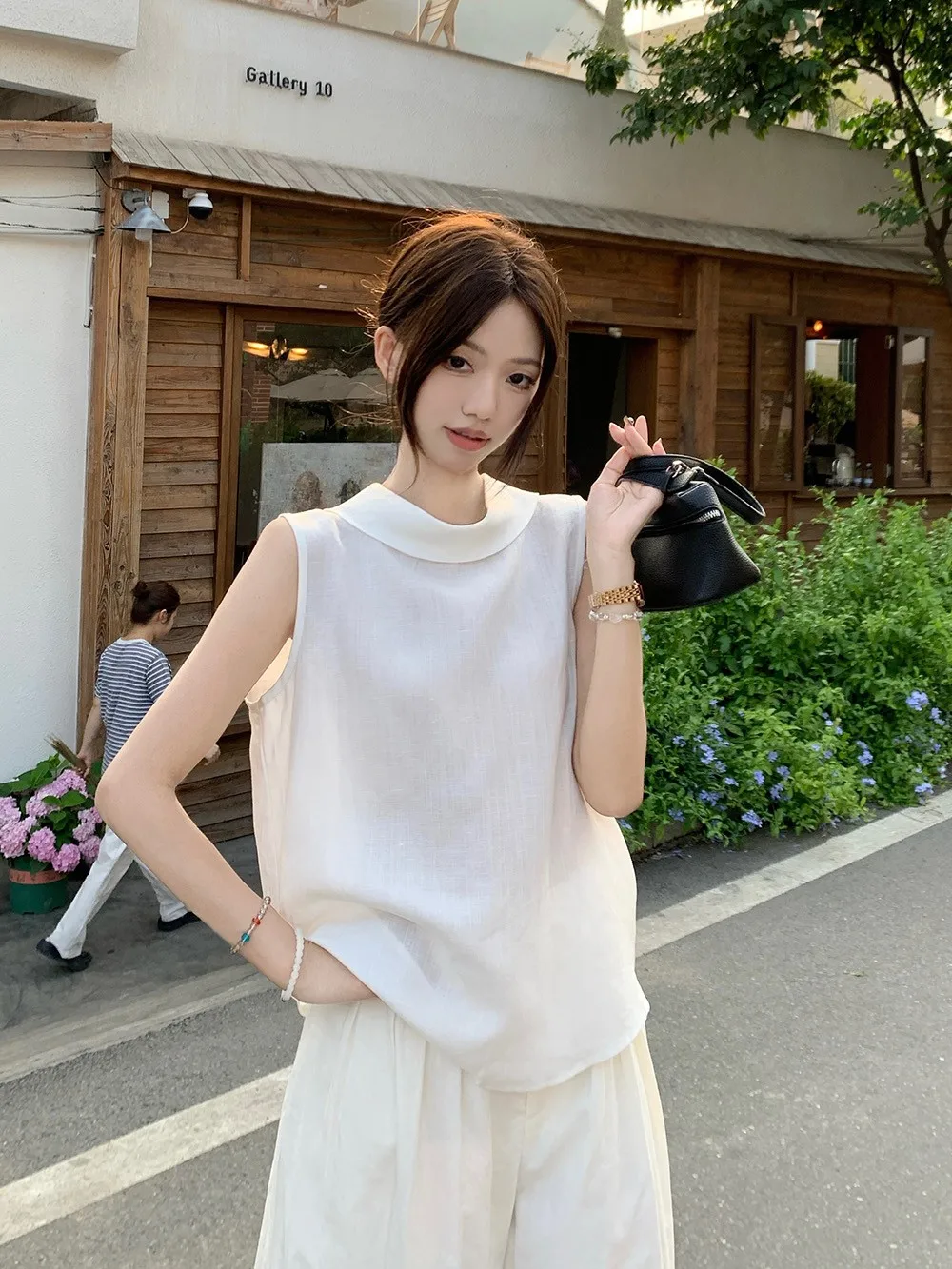 

Loose Fit Cotton Linen Sleeveless Shirt Women Summer Lazy Feeling Front Back Two Layer Breathable Top Sweet Style Casual Shirt