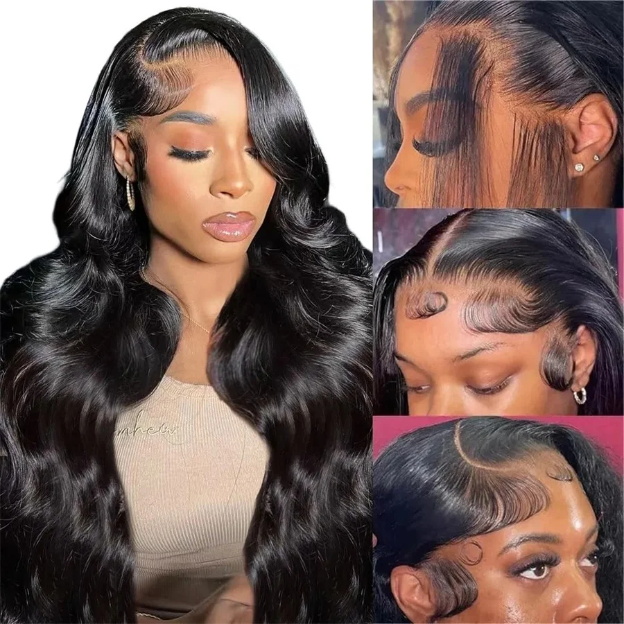 13x4 HD الدانتيل الباروكة الأمامية 30 بوصة الماليزية الجسم موجة خصلات الشعر المستعار الإنسان مع شعر الطفل 180% الكثافة عقدة ابيض قبل قطعها #1