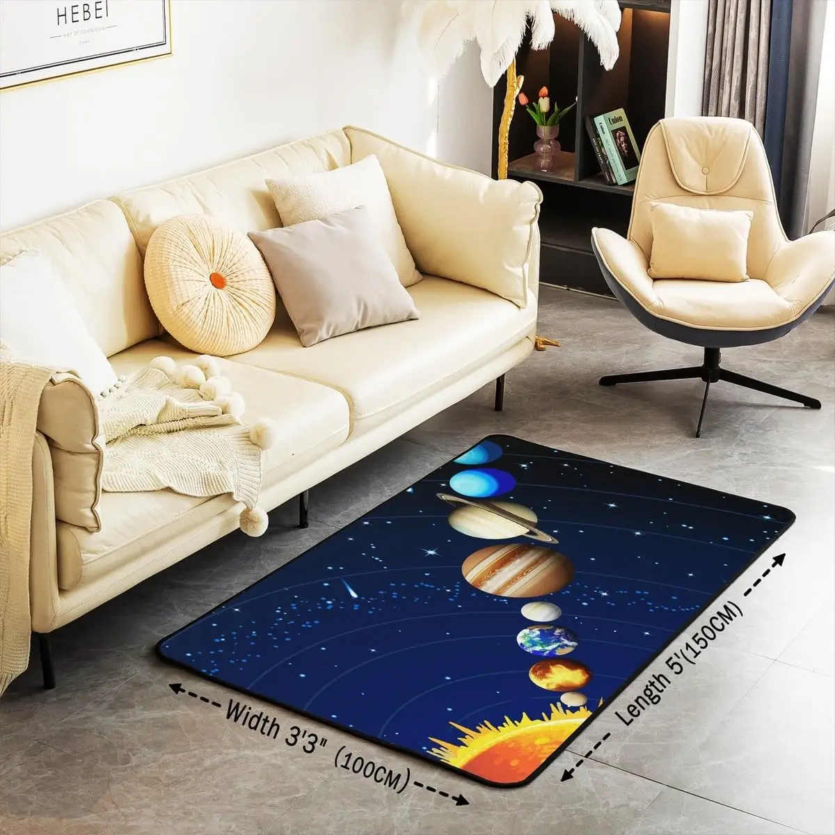 Boys Outer Space Area Rug,Solar System Rug for Boys Girls,Starry Sky Cosmos Non Slip Carpet Bedroom,Galaxy Nebula Bedside Rug