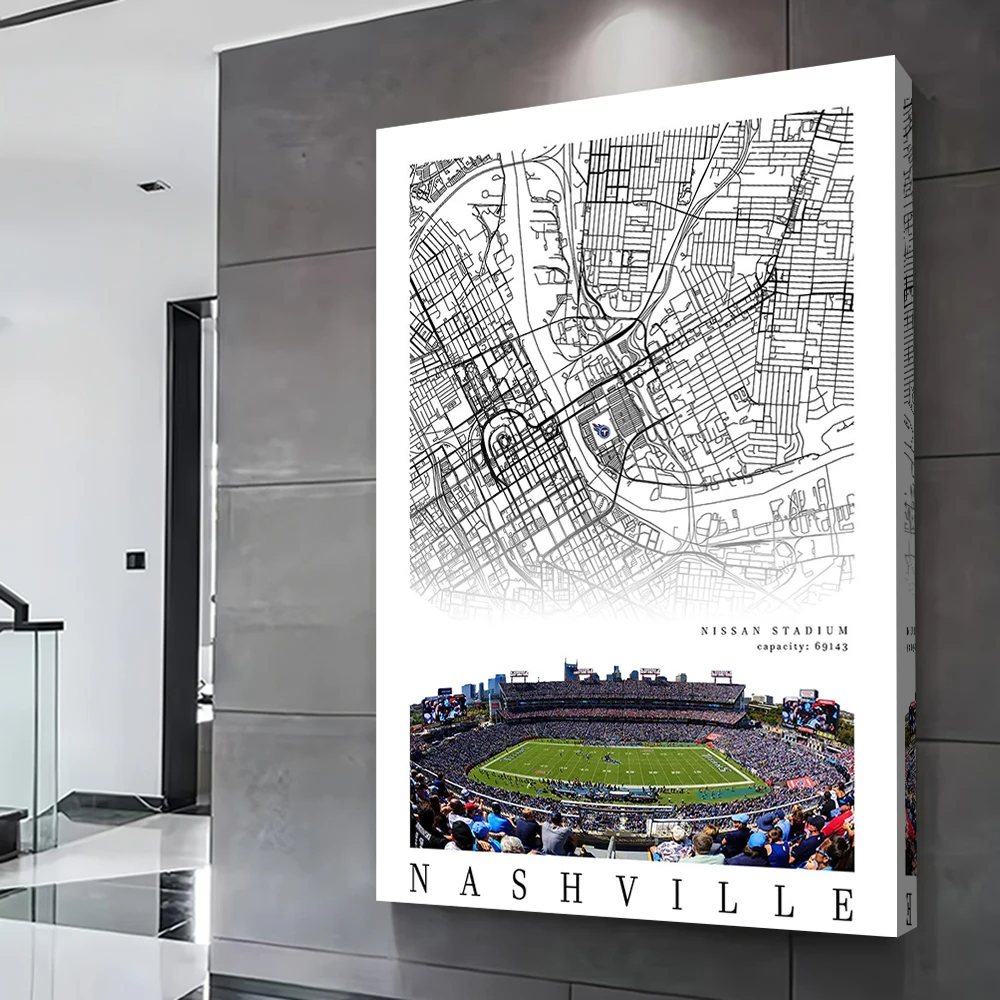 Tennessee Titans Stadium Poster Customizable Printed Canvas Painting Wall Art Gift for Decoration Bedroom Bathroom Decor Room