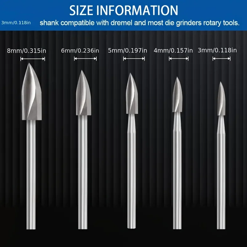11PCS 3mm Shank Engraving Drill Bits Set for Wood Carving & DIY Projects – Tools for Intricate Woodworking Designs