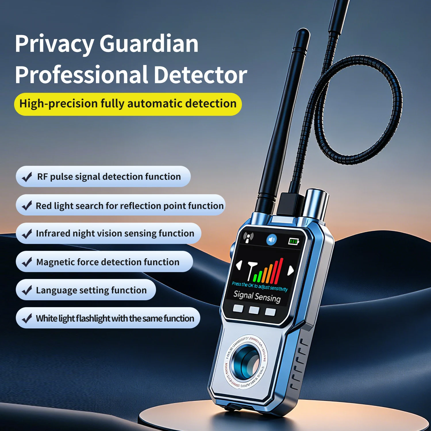 Detector de Cámaras Ocultas Portátil Mini, Detector de Micrófonos GSM, Detector de Señales RF, Localizador GPS, Escáner Infrarrojo, Detector de Cámaras Secretas, Protección de Privacidad