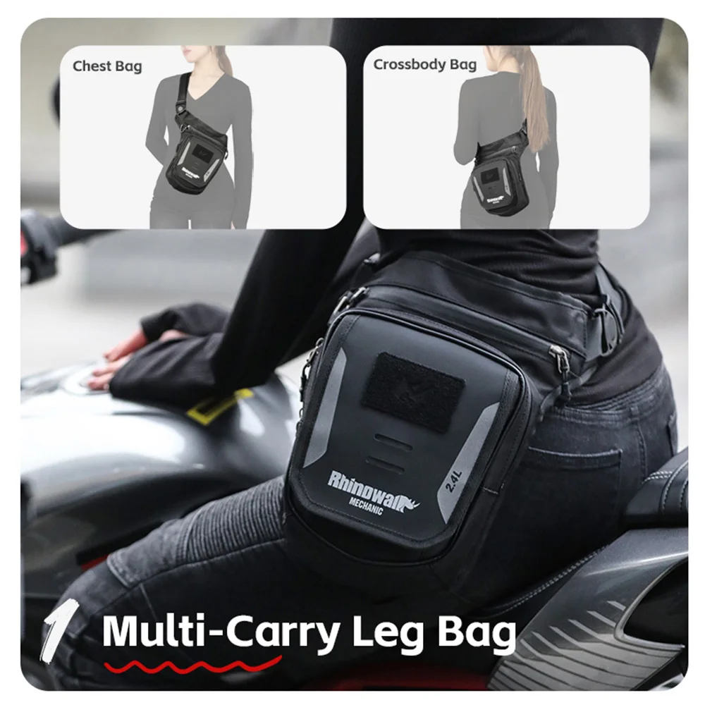 Rhinowalk Motorcycle Leg Bag Magnetic Tank Bag Multi-Use Riding Waist Sling Chest Bag with Rain Cover Outdoor Travel Mechanic