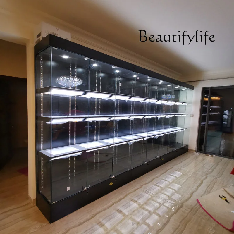 Figure Display Cabinet Solid Wood Gifts Animation Model Trophy Showcase with Light Product Window Lego Cabinet Household