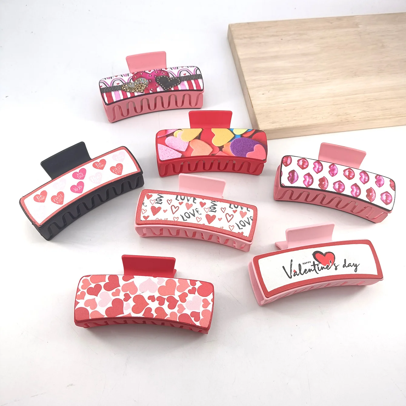 7 PCS 10.5cm Western Cowboy Style PU Leather Hair Claw Clip Suit Lndependence Day PU leather Buffalo Daisy Block Hair Clips