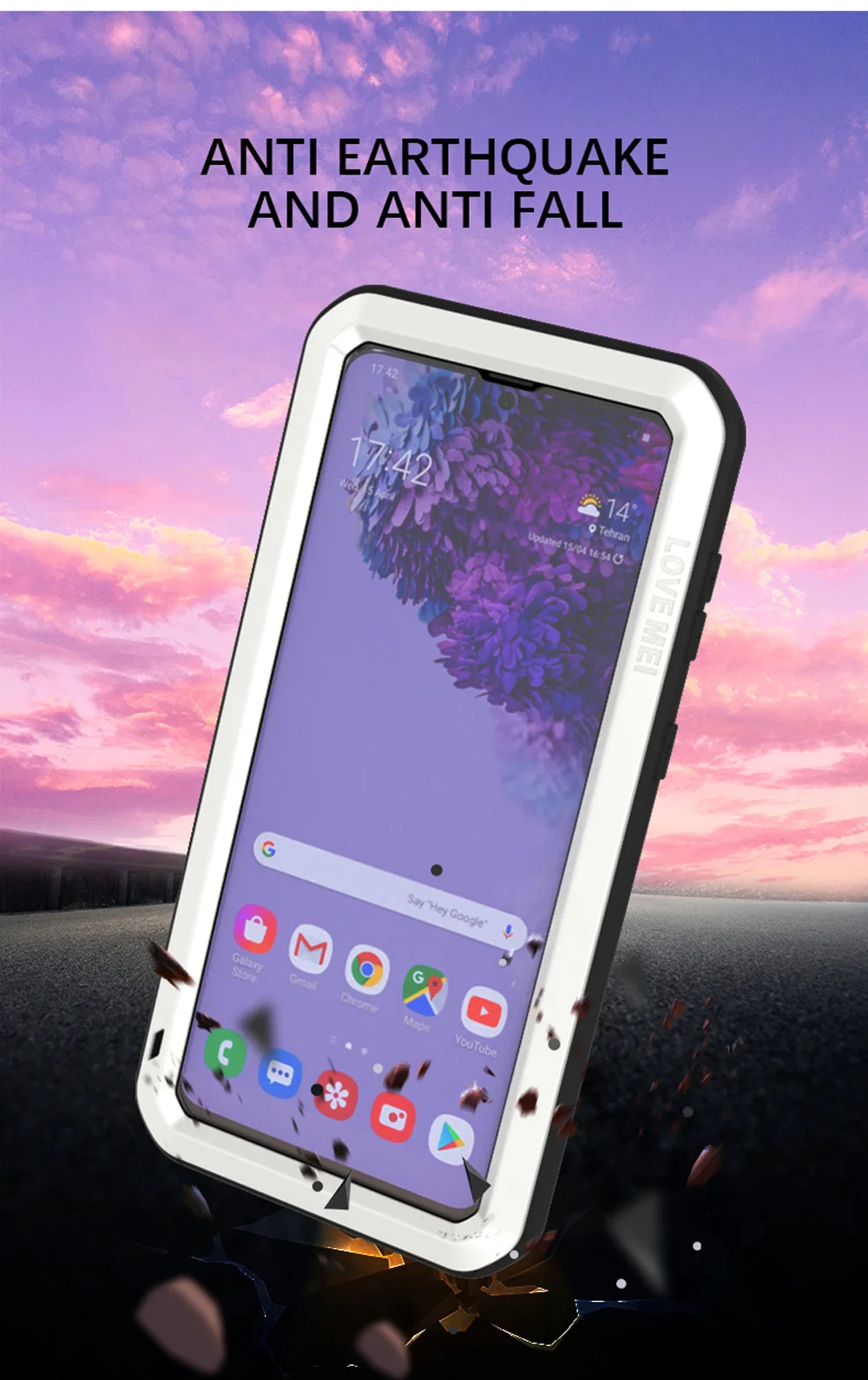 Love Mei Powerful Heavy Shockproof Fundas Metal Cover For Samsung Galaxy S21 S20 Plus Ultra 5g Fe Case Silicone Toughened Glass