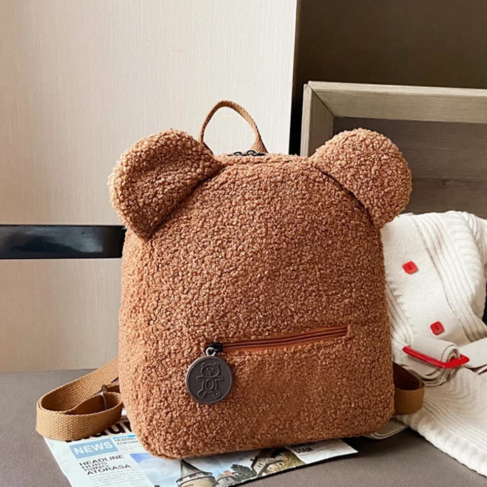 Personalised Embroidery Bear Embroidered Portable Travel Shopping Plush Lovely Rucksack Toddler Teddy Backpack