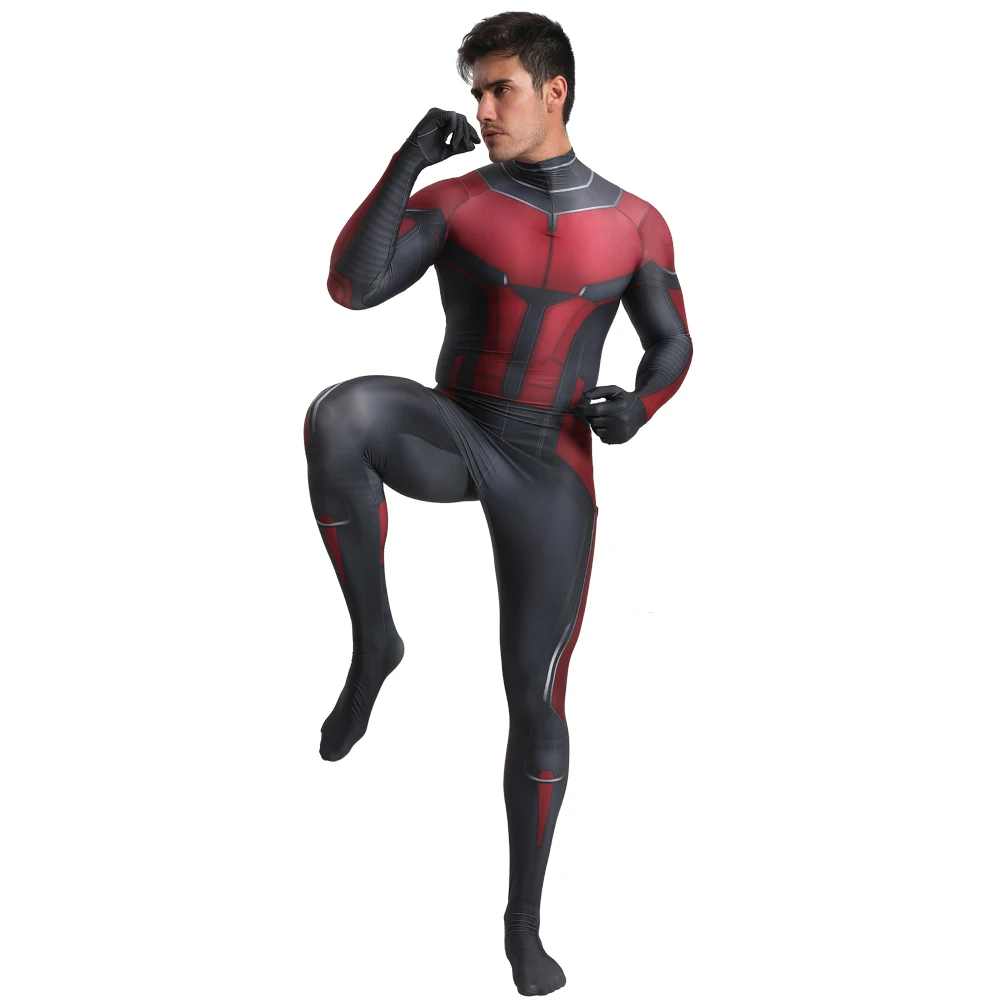 Super-herói Cosplay Traje de Homem-Formiga, Bodysuits Spandex, Roupas de Halloween, Impresso 3D, Zentai Suit