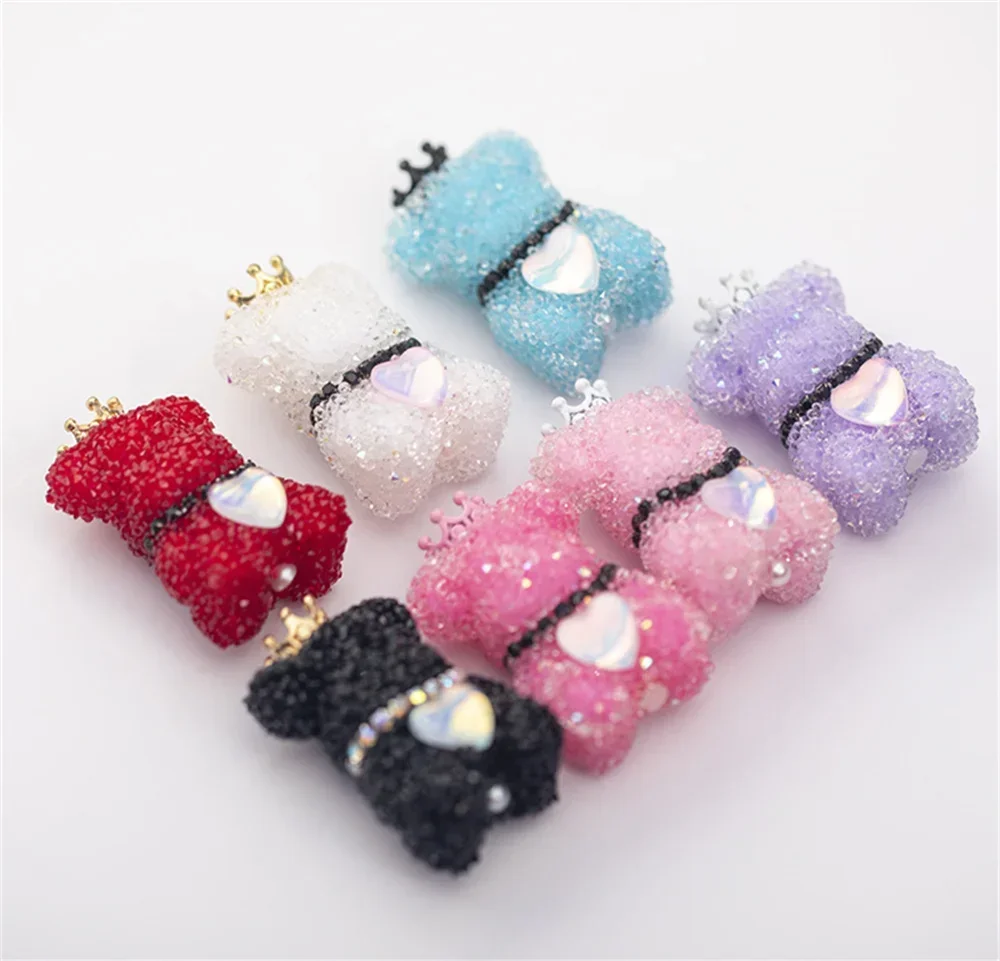 ST25 3D Cartoon Straight Hole Sugar Bear Beads Mobile Phone Chain Pen Beads Jewelry Accessories Harajuku Animal Beads Wholesale