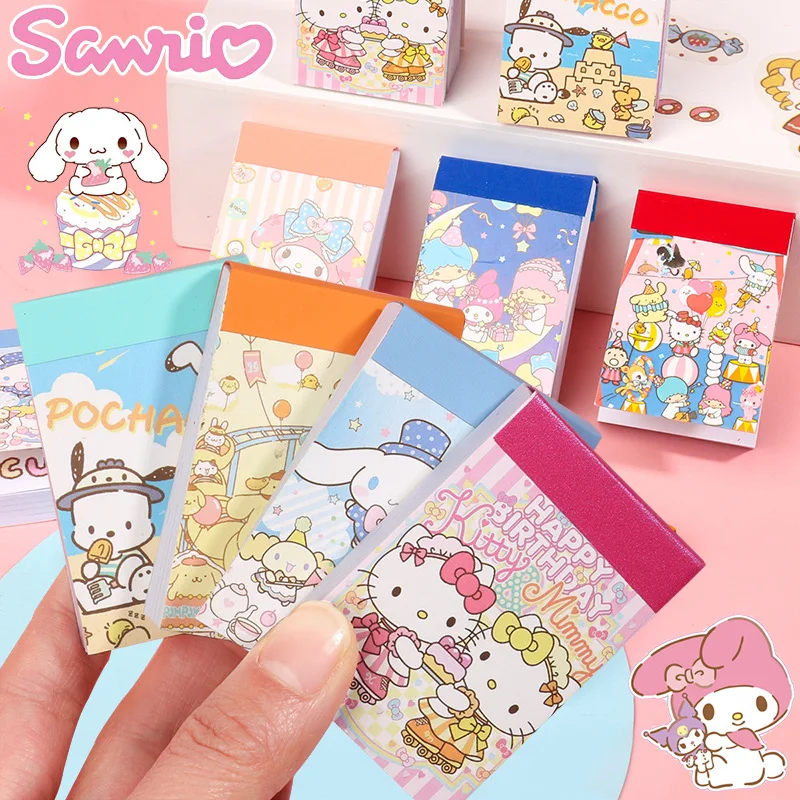50Sheets Sanrio Stickers Book Hello Kitty Cinnamoroll Kuromi Mini Sticker Decorative Hand Account Laptop Stationery Decals