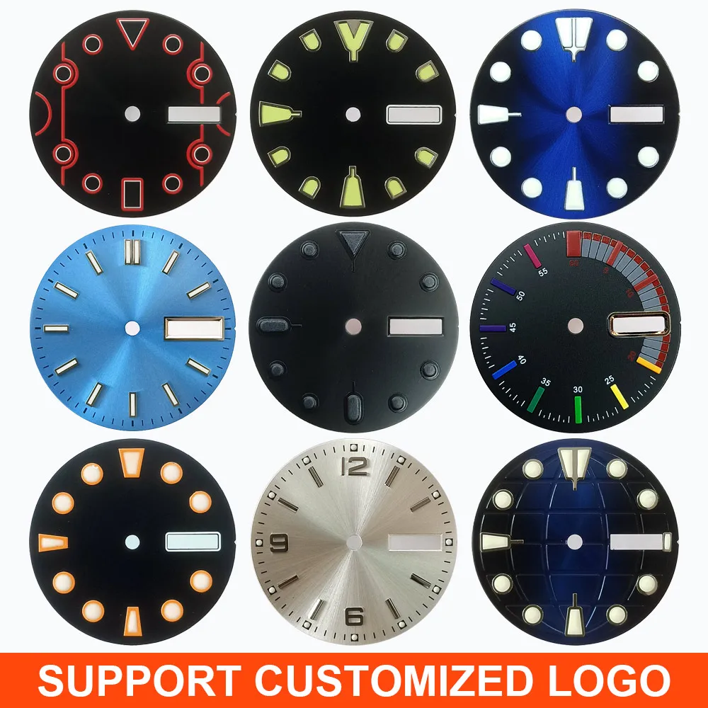 حركة NH36 قرص معقم مضيء بقطر 28.5 ملم يدعم قرصًا مخصصًا