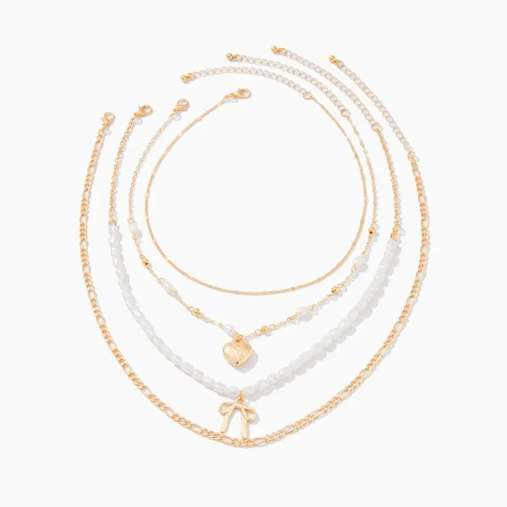 فريدة من نوعها الحب Bowknot مطرز قلادة الشرير كريستال متعدد الطبقات قلادة قلادة الرقبة مجوهرات قابل للتعديل Y2K قلادة معدنية يوميا