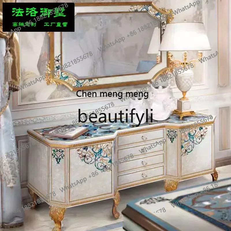 D178  French solid wood shell parquet TV cabinet luxury dining side cabinet classical living room locker