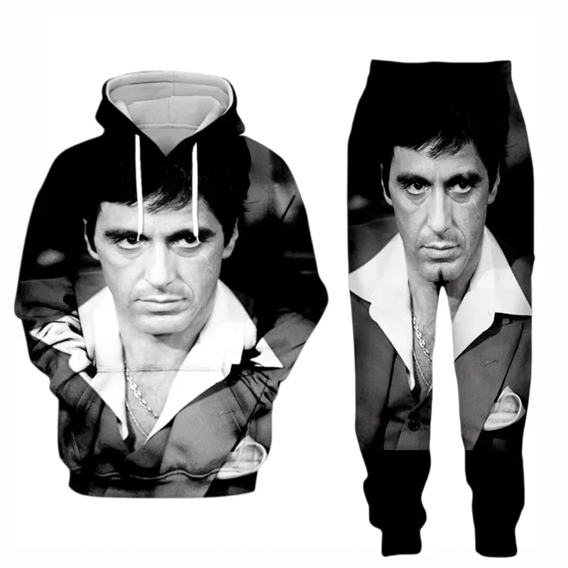 Popular Classic Movie Scarface 3D Printing Hoodie Suit Men Sweatshirts Sweatpants Casual Two Piece Tracksuit Sport Suits﻿﻿