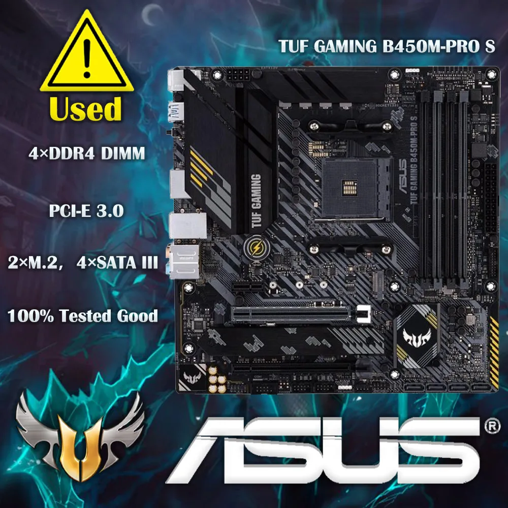 ASUS TUF GAMING B450M PRO S  DDR4 4400MHz 128G,M.2, HDMI 2.0B, type C and native USB 3.1 Gen 2 Desktop AM4 CPU