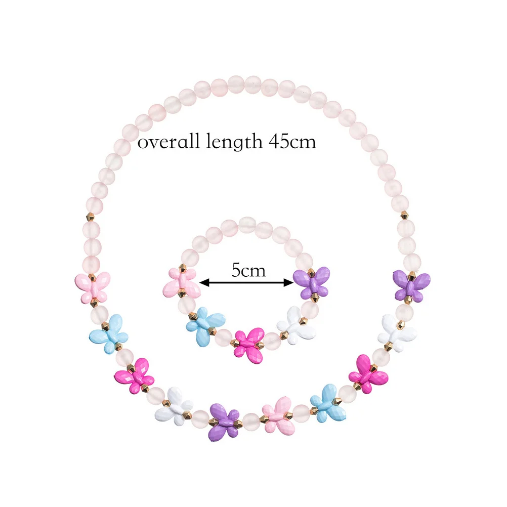 

2 Sets Beaded Necklace Bracelet Jewelry for Children Hand Made Toddler Costume Kids Resin Bracelets Girls