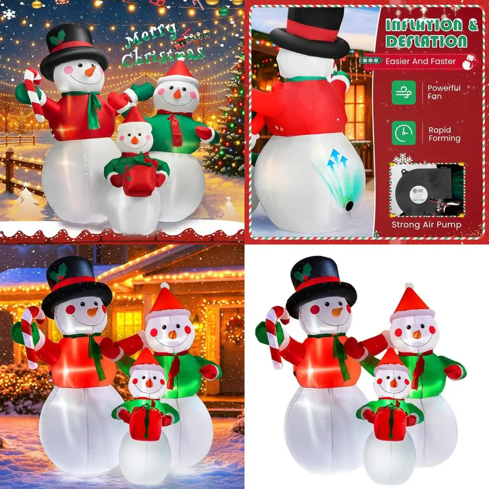 

6-Foot Snowman Family Christmas Inflatable with LED Lights for Outdoor Lawn and Garden Decor