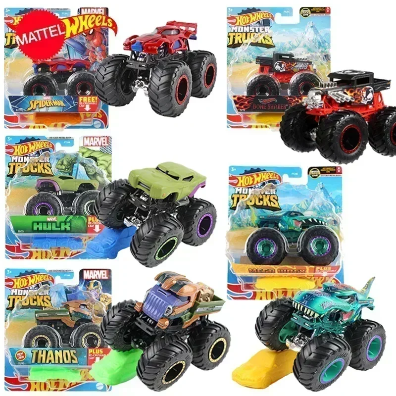 Original Hot Wheels Car Monster Truck Diecast 1/64 Voiture Plus Crushable Car Shark Wreak Kid Boy Toy for Children Birthday Gift