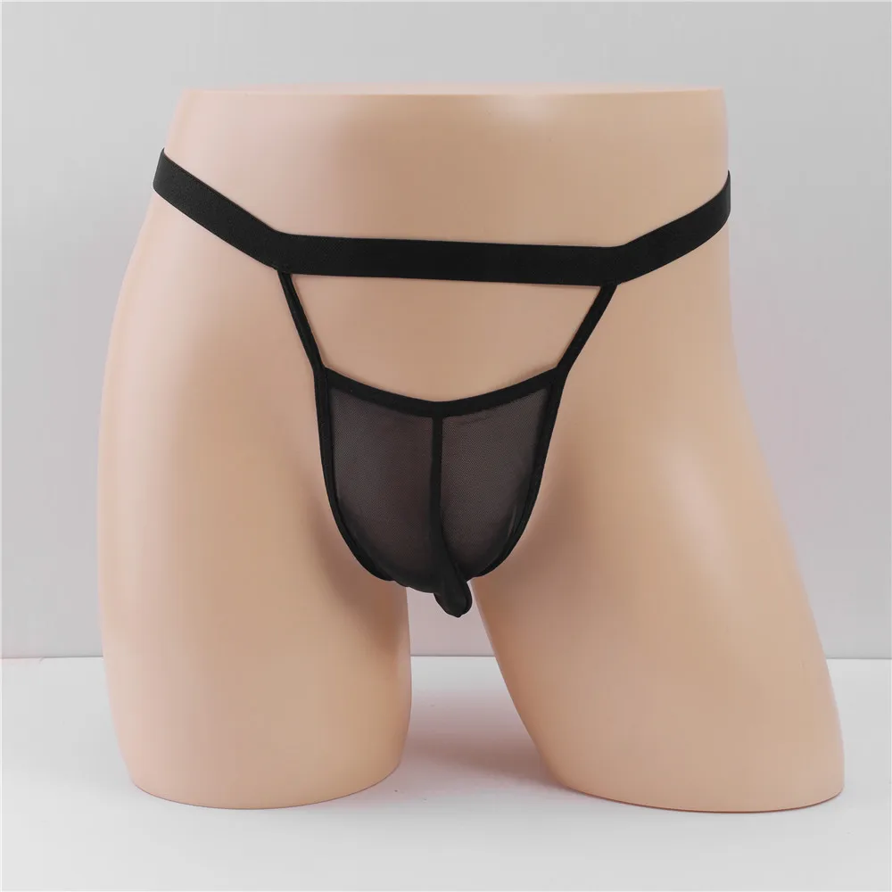 

Mesh Sheer Jockstrap for Men Sexy Bugle Pouch Thong Gay Erotic Transparent Butt Exposed Perspective Backless Open Crotch Panties