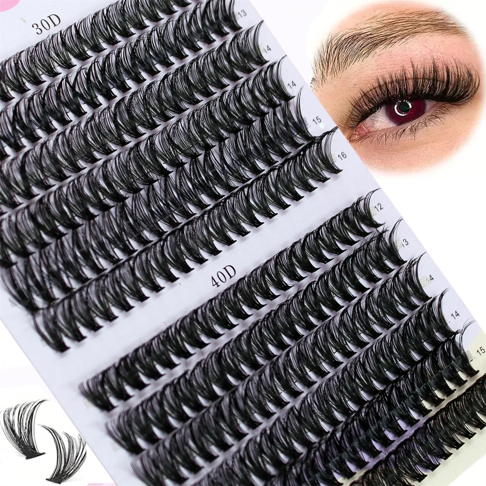 Cluster Lashes 30/40D Mix 12-16mm Eyelashes Extension Natural Thick Fake Eyelash 3D Russian Strip Individual Lashes Cluster