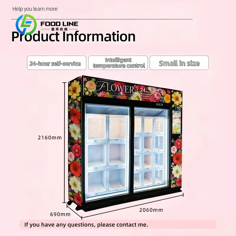 Custom fresh‑bouquet refrigerated locker cabinet multi‑payment SDK function enabled for shopping‑mall floral retail operation