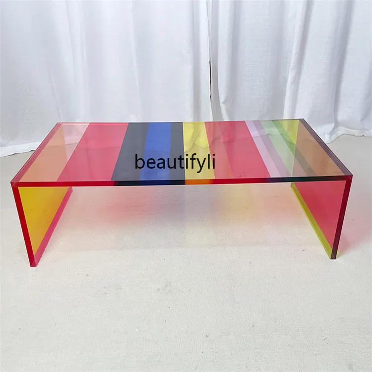 Acrylic Rainbow Transparent Coffee Table Living Room Home Light Luxury Modern New Small Apartment Tea Table