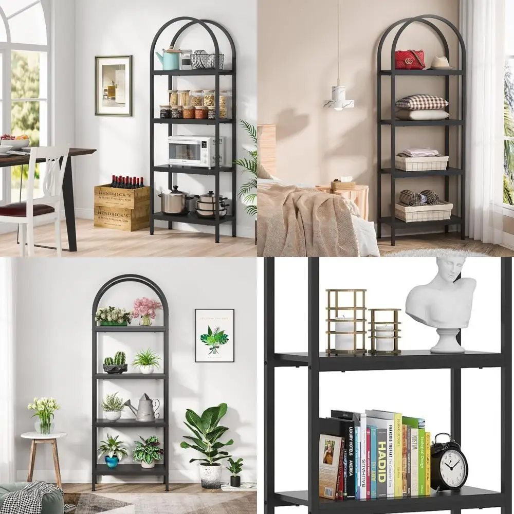 

4-Tier Open Bookshelf, 70.8" Wood Bookcase Storage Shelves with Metal Frame, Freestanding Display Rack Tall Shelving Unit for Of