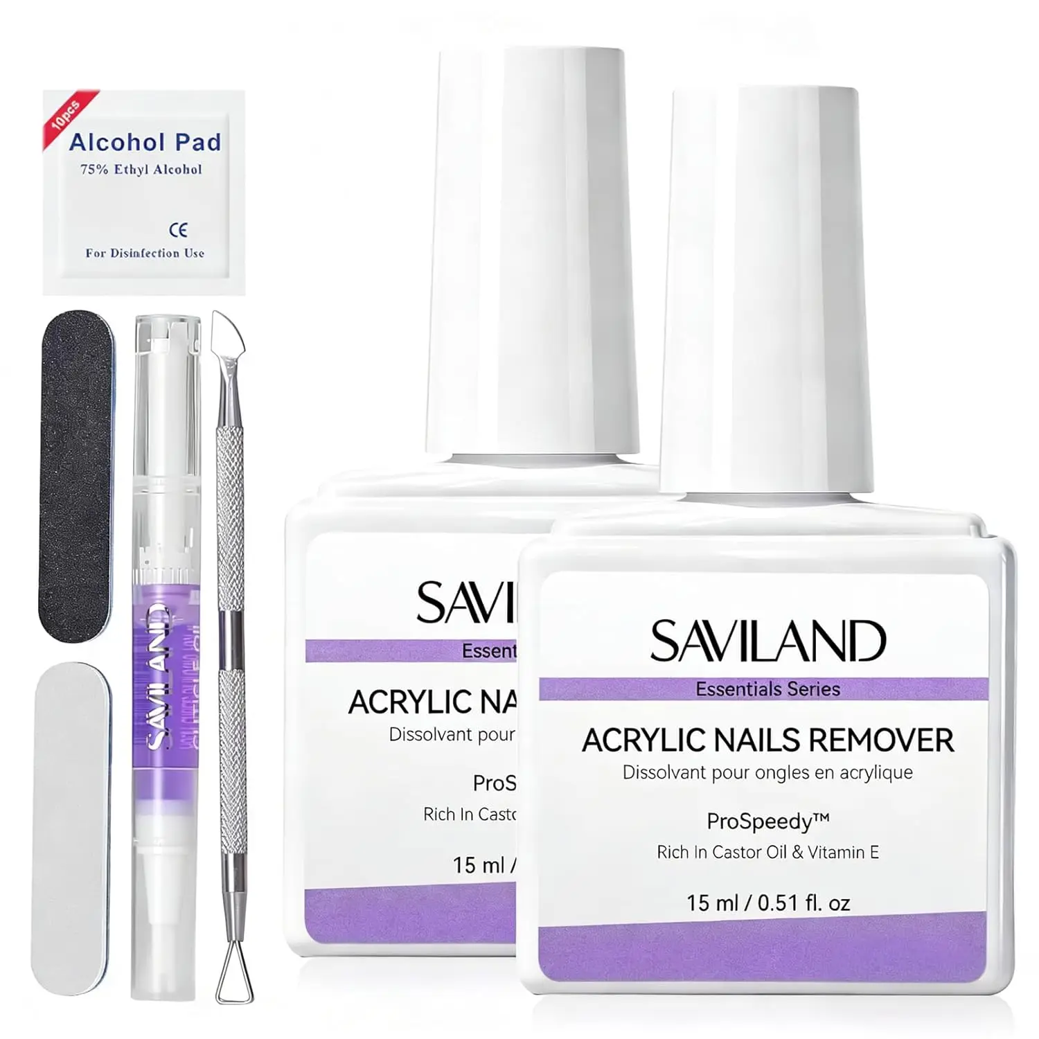 

Acrylic Nail Remover Kit: No Soak, Gentle Professional Set with Cuticle Oil & File Tools for Home Use