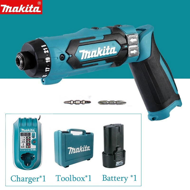 

Makita Original DF012DSE DF012D 7.2V Rechargable Cordless Electric Screwdriver Compact Driver Foldable Hand Drill Power Tool