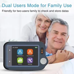 Portable Handheld Digital ECG Monitor Rechargeable 2.4'' LCD Color Touch Screen Dual User Electrocardiogram Device