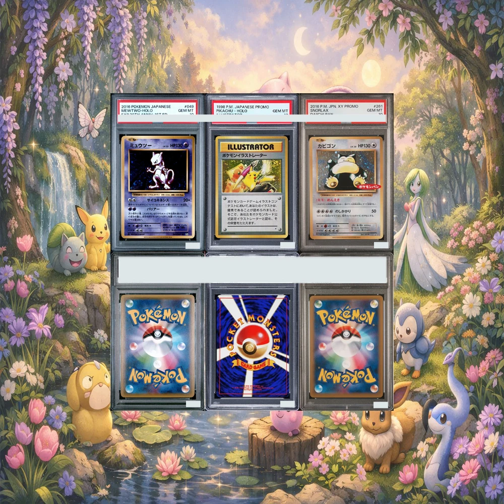 

P.M. PROMO ILLUSTRATOR MEWTWO-HOLO SNORLAX NM-MT 8 DIY Proxy PTCG Graded Collection Cards Card Holographic Label Child Gifts