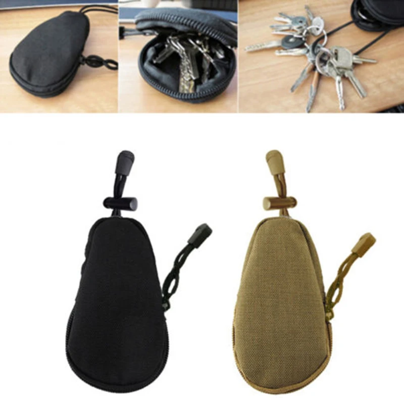 1Pcs Mini Key Wallets Holder Men Coin Purses Pouch Bag Small Pocket Keychain Zipper Case Out Door Pack