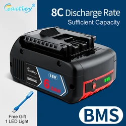 Waitley 18V Battery For Bosch Power tool Rechargeable professional 6Ah Li-ion Batteries Replacement BAT609 electric Accessories