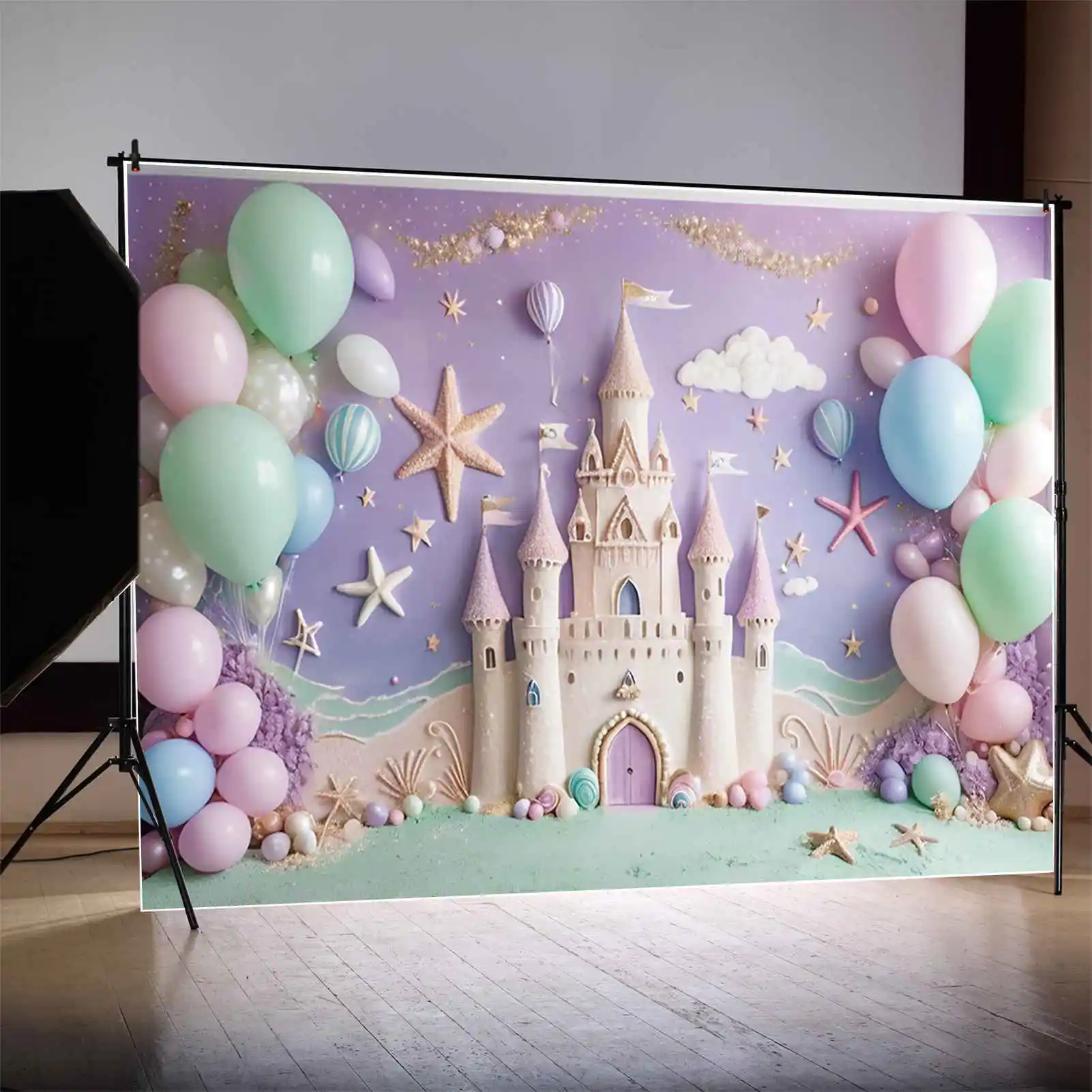 MOON.QG Mermaid Princess primo compleanno sfondo ragazze Beach Ship Boat fondali personalizzati decorazione per feste puntelli fotografici