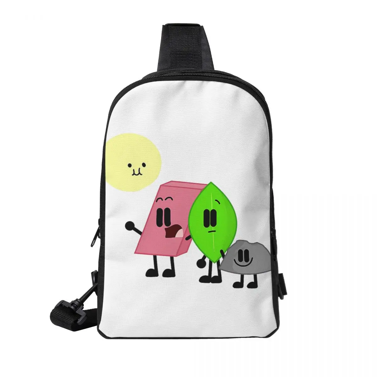 

BFDI Inanimate Insanity , All Characters Chest Bag Men Sling Crossbody Backpack Chest Bag Traveling Hiking Daypack Shoulder Bag