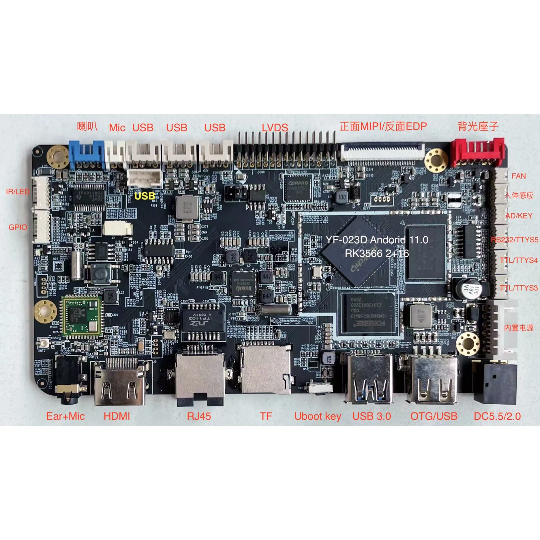 android OS 11 dual double panel screen different presentation display development mainboard  motherboard mother board