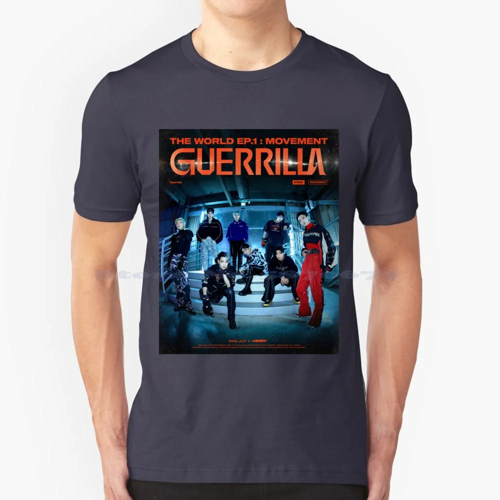 Ateez Guerrilla The World Ep.1 : Movement Group T Shirt 100% Cotton Tee Kpopgroup Ateez Movement Ateez The World Ep 1 Atiny Kim