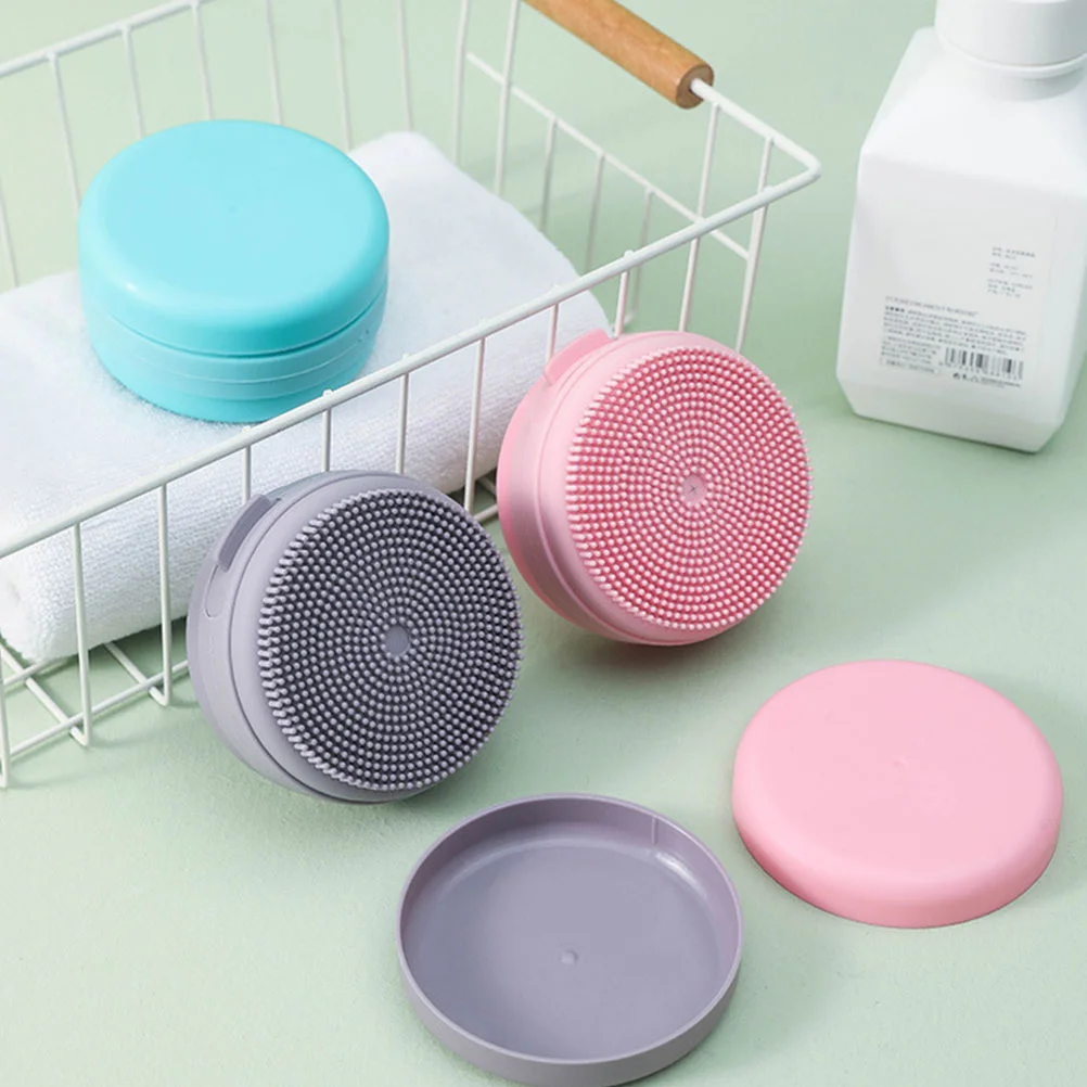 Bath Brush Scrubber Silicone Baby Soap Case Silica Gel Head Washing Portable Bathing