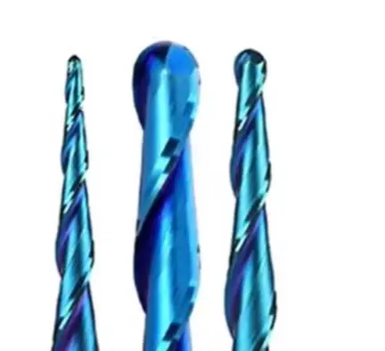 2 Flute Tapered Ball Nose End Mills Carbide Router Bits 6.35mm Shank For CNC Wood Metal Stainless Steel Alloy Steel Cutting Tool