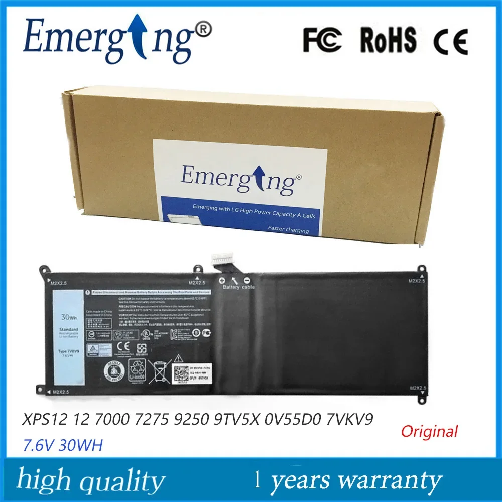 

7.6V 30Wh New Original Laptop Tablet Battery 7VKV9 for Dell Latitude XPS 12 7000 7275 9250 9TV5X
