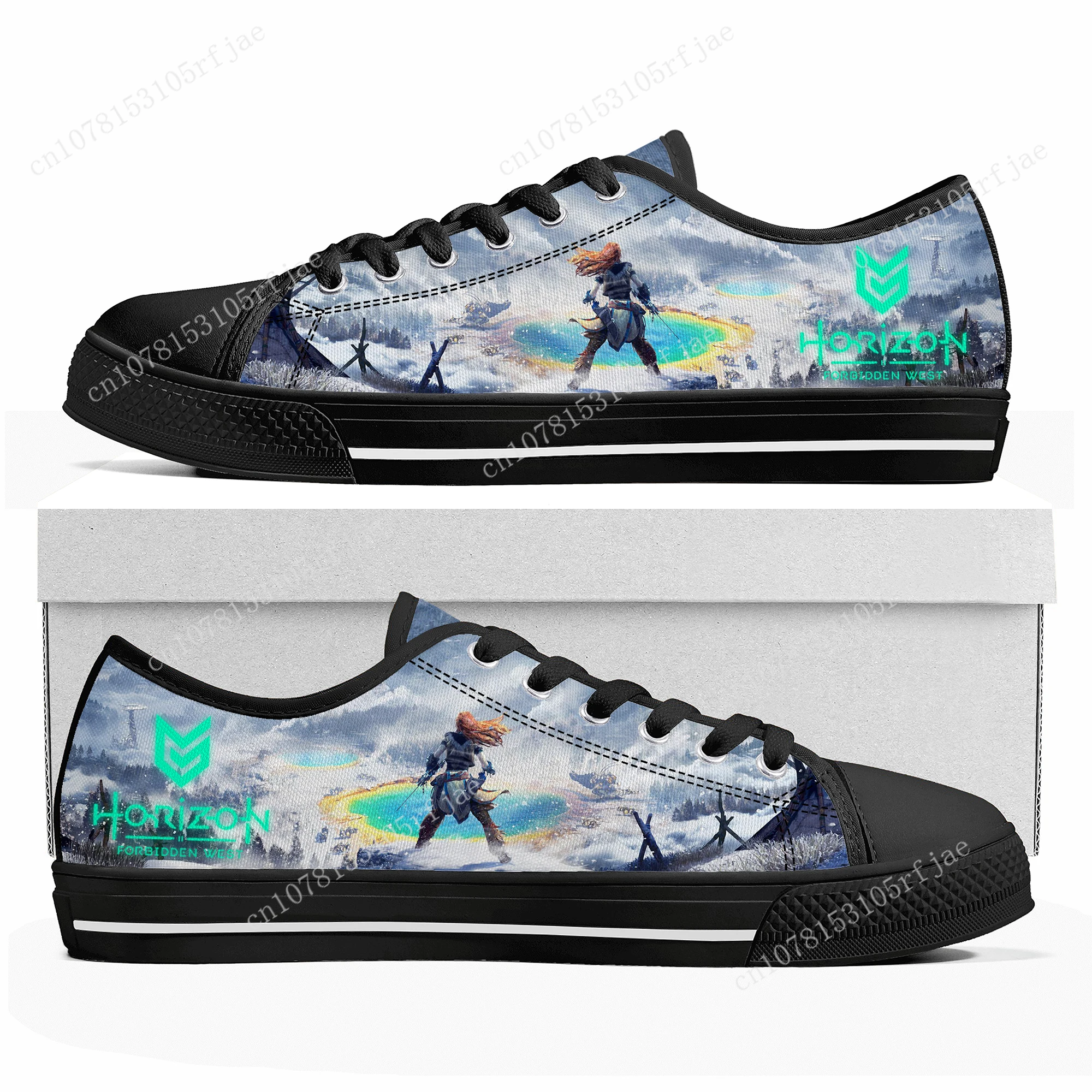 Horizon Forbidden West Custom Low Top Sneakers Cartoon Game Womens Mens High Quality Shoes Casual Tailor Made Canvas Sneaker