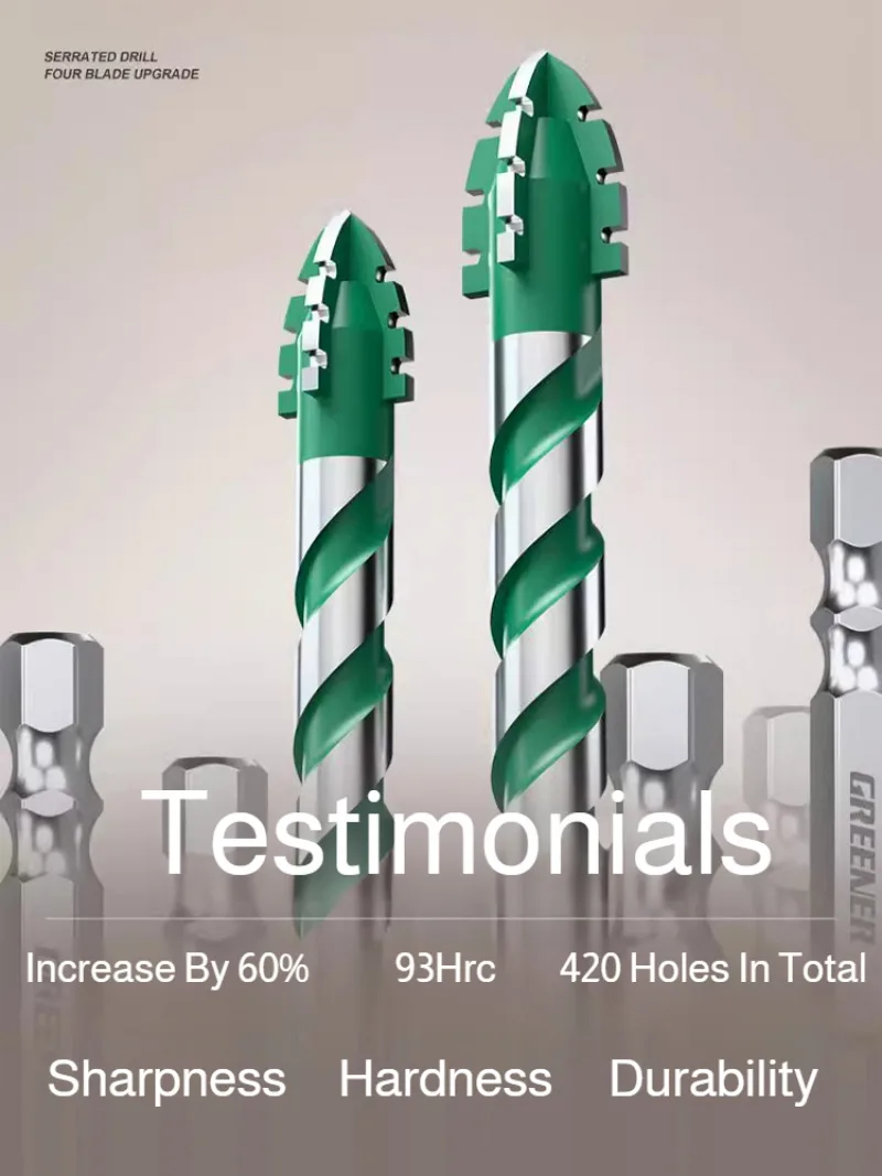Four-Flute Serrated Eccentric Drill Bit with Ultra-Strong Diamond Hardness for Precise Drilling and Long-Lasting Durability