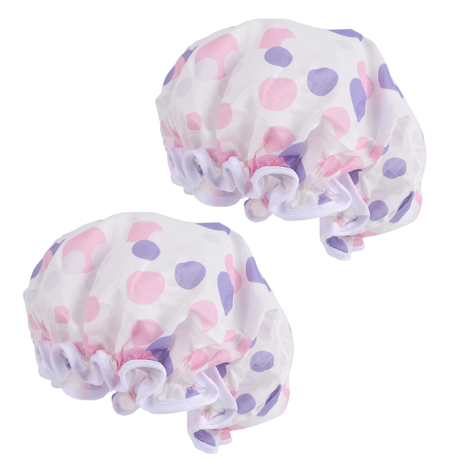 

2Pcs Waterproof Shower Caps Bathing Hats for Lady Girls Elastic Beauty Hat Swim Cap Home Bath Use Hair Care Accessories
