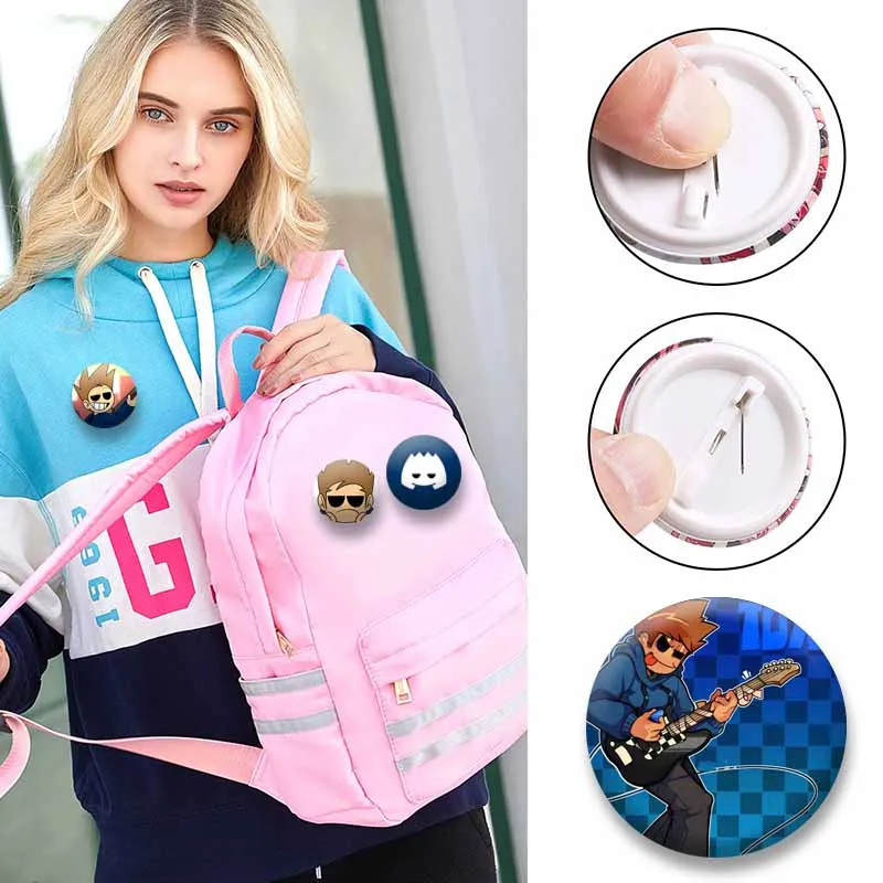 Funny Anime Eddsworld Tom Button Pins Handmade Snap-in Brooch Cartoon Cosplay Badge Backpack Clothes Decor Jewelry Accessories