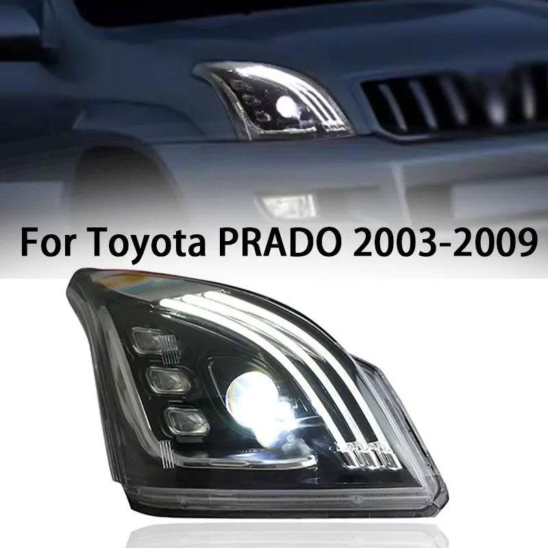 Car Styling Head Lamp for Toyota Prado LC120  LED Headlight Projector Lens 2003-2009 Front Drl Signal Automotive Accessories