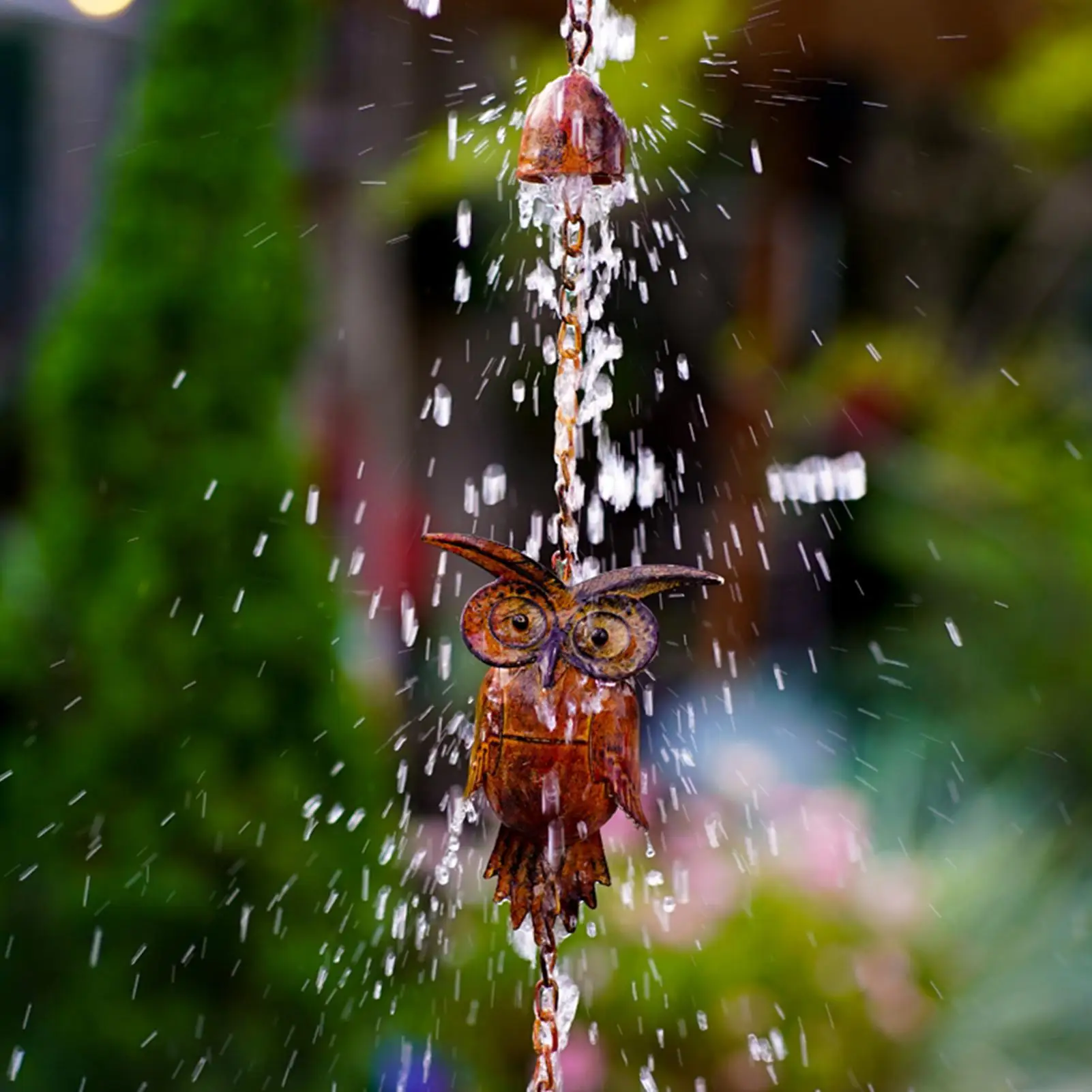 سلسلة المطر 7.5Ft قابل للتعديل البومة مياه الأمطار الماسك ديكور خارجي لمدخل الحمام منضدة منزل مكاتب عطلات الحضانة